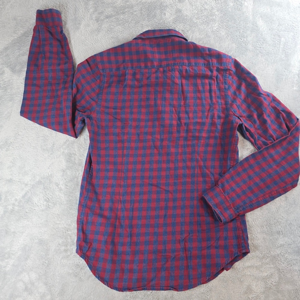 Zara Man Mens Small Red Blue Check Slim Fit Button Down Denim Collection Shirt‎ - Picture 9 of 9
